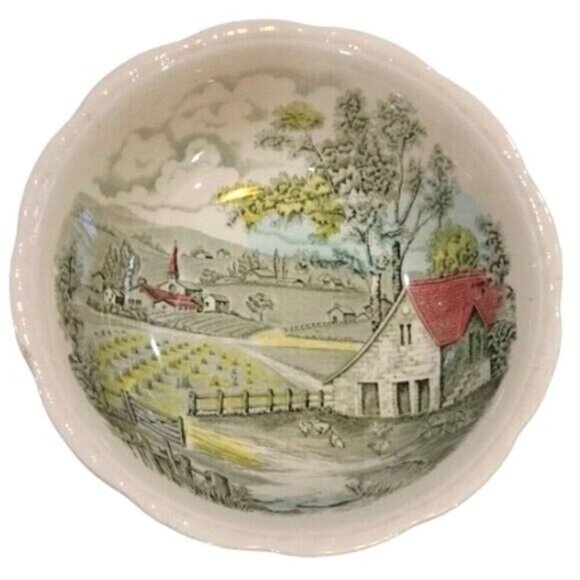 Vintage Alfred Meakin 'Home Pastures' Round Ironstone Vegetable Serving Dish - Picture 3 of 6